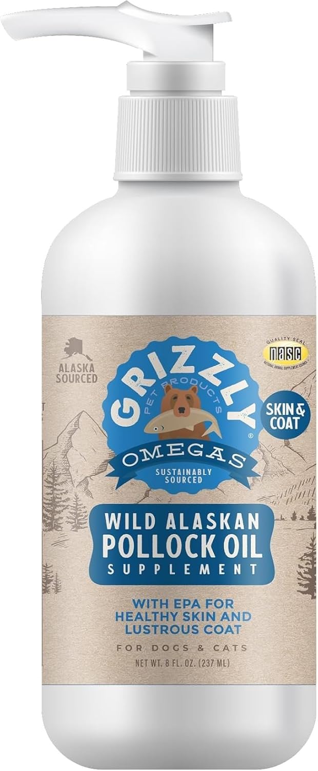 Grizzly Pet Products Pollock Oil Dog Food Supplement for Health