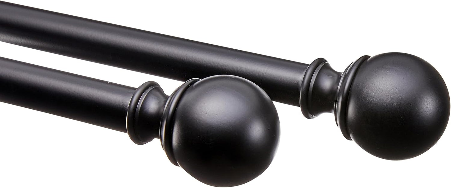 Black Adjustable Curtain Rods 36-72 2-Pack