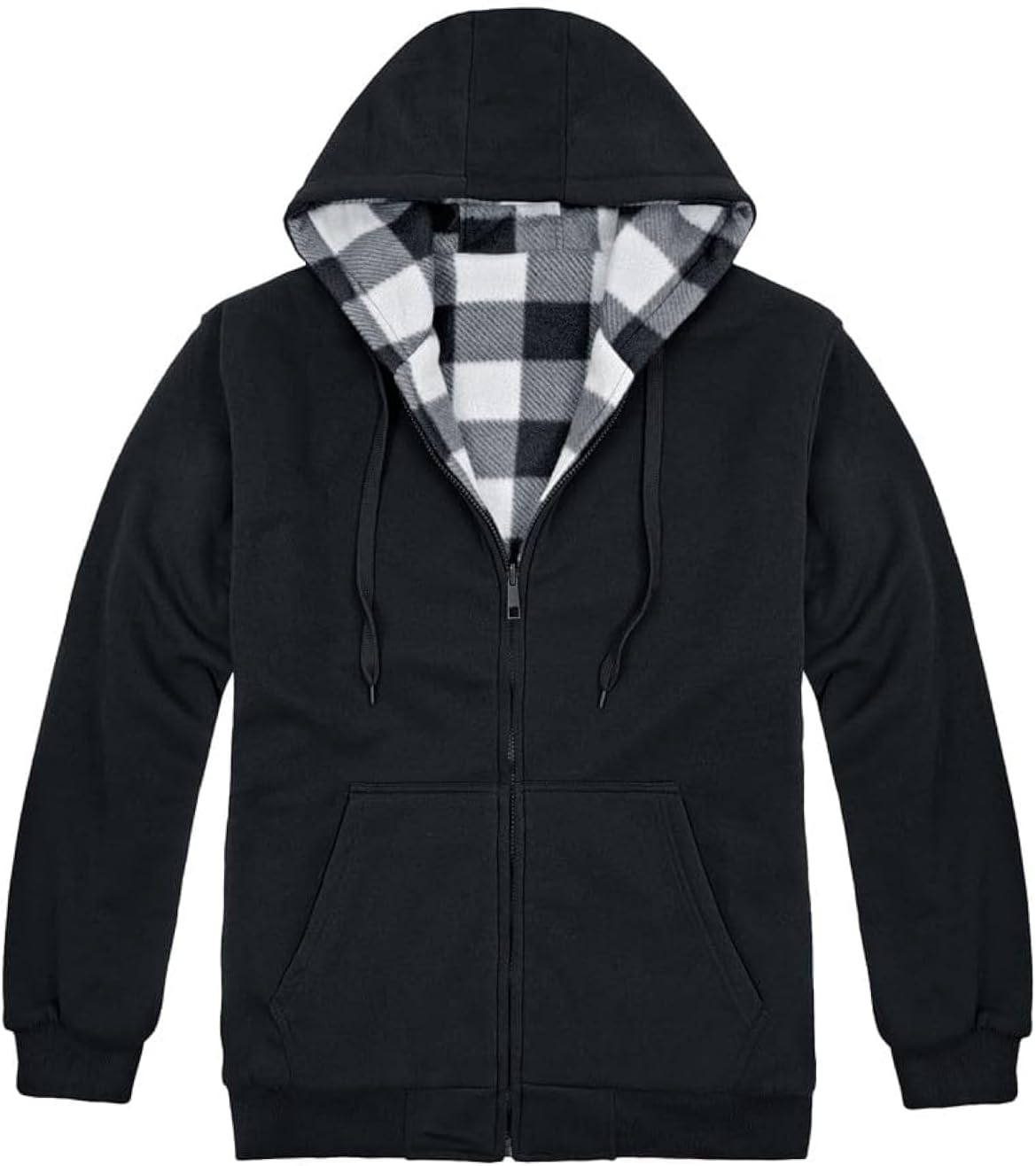 Reversible Hooded Buffalo Plaid Fleece Jacket for Men