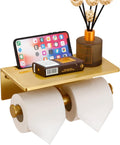 Double Toilet Paper Holder with Shelf - Dual Roll Wall Mount