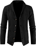 Men's Wool Blend Shawl Collar Cable Knit Cardigan - Cozy Everyday Its