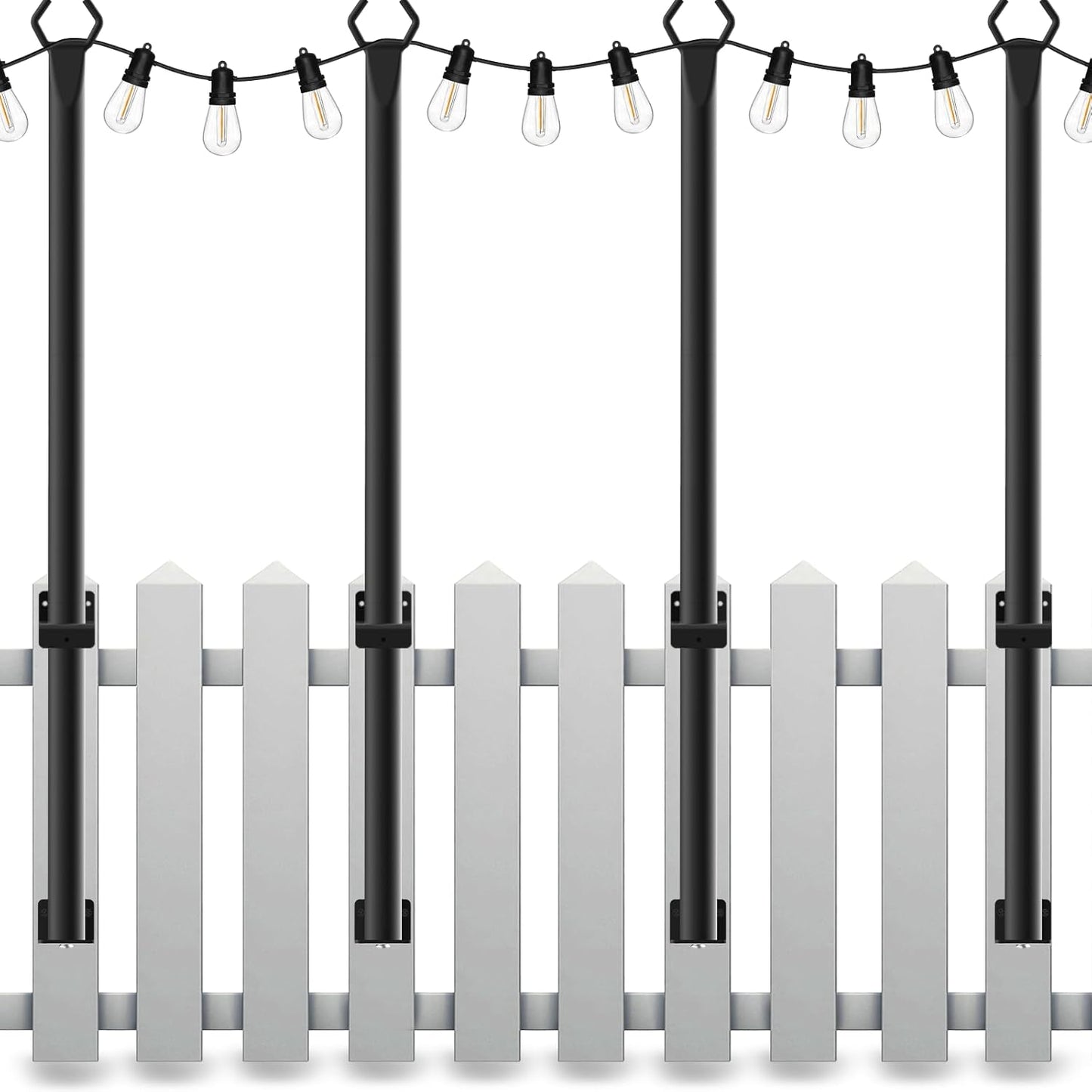 4 Pack String Light Poles for Outdoor String Lights Setup