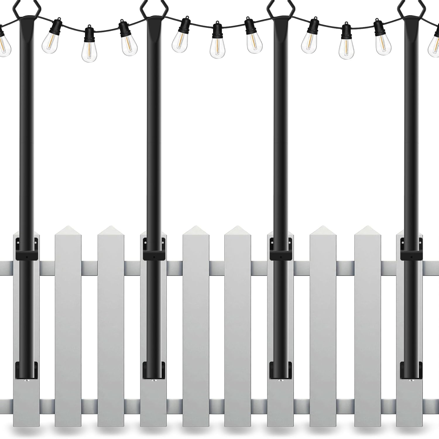 4 Pack String Light Poles for Outdoor String Lights Setup