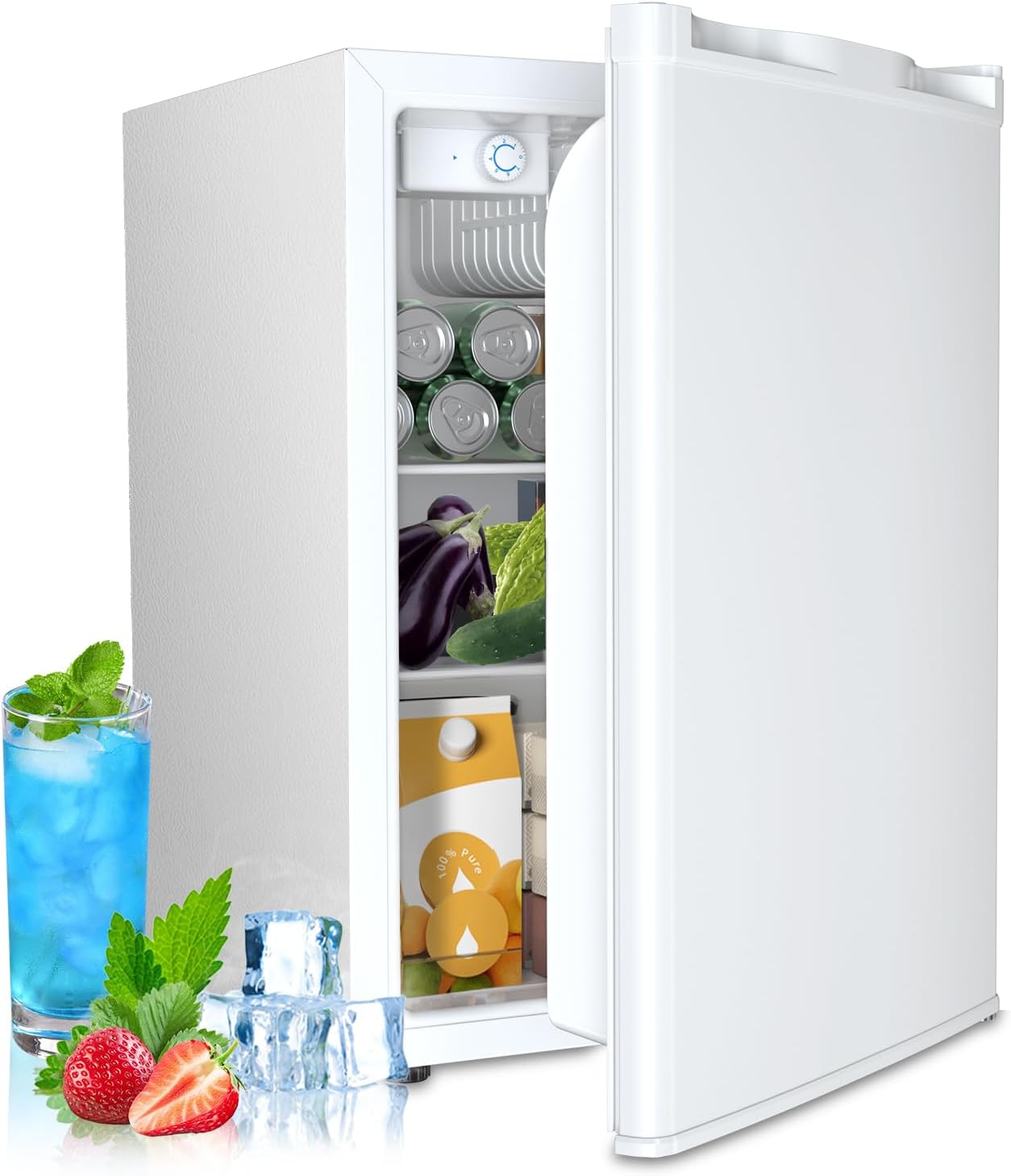 Compact Refrigerator with Reversible Door for Small Spaces