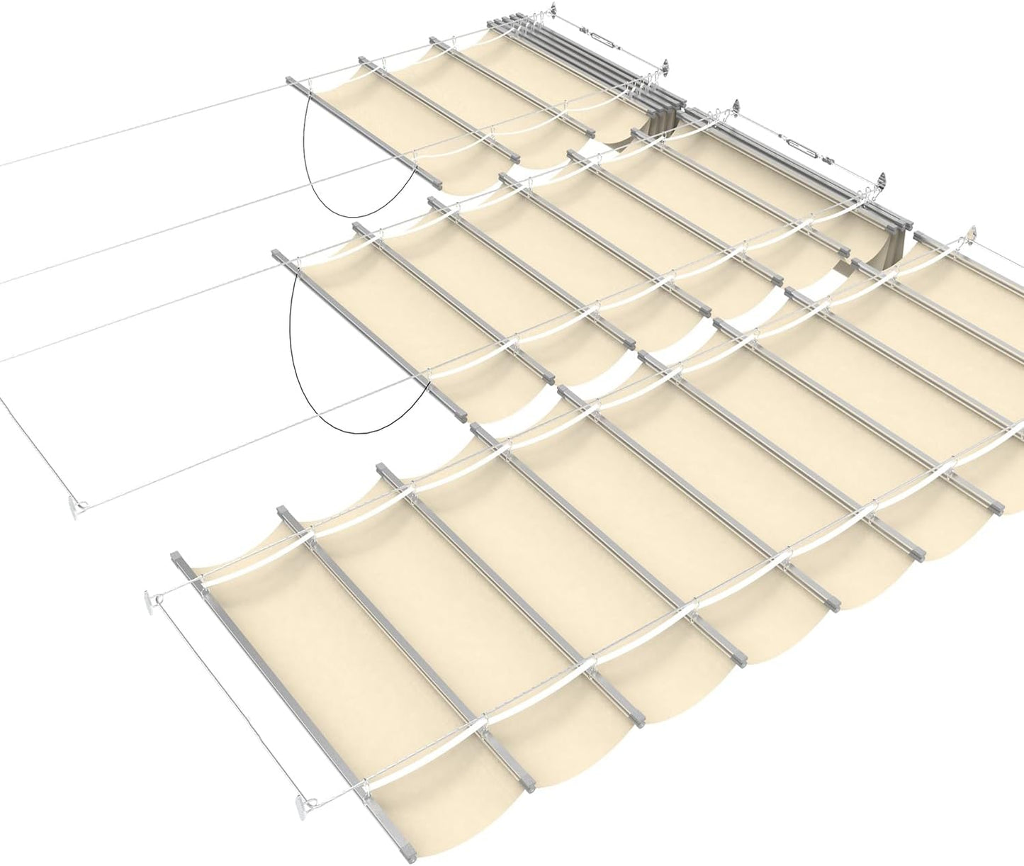TANG 7ft X 23ft Retractable Pergola Shade Cover Replacement