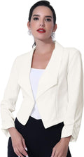 Allegra K Notched Lapel Ruched Sleeve Cropped Blazer - Office Ready is