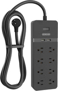 25 ft Extension Cord Flat Plug Surge Protector Power Strip - Extra