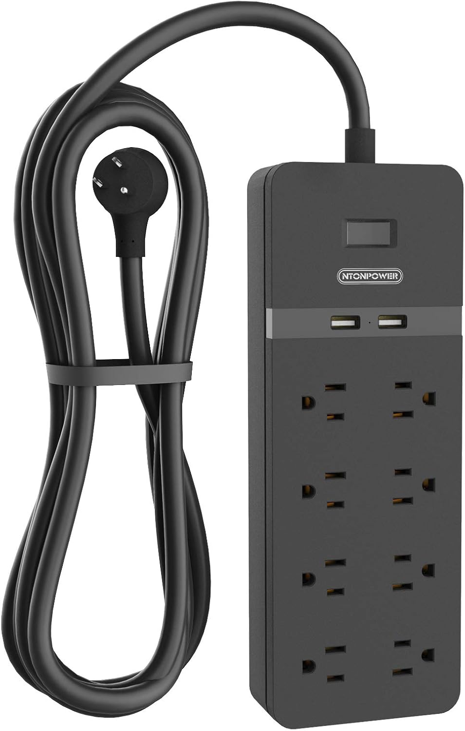 NTONPOWER Surge Protector Power Strip - Space-Saving 8 Outlets + USB Ports