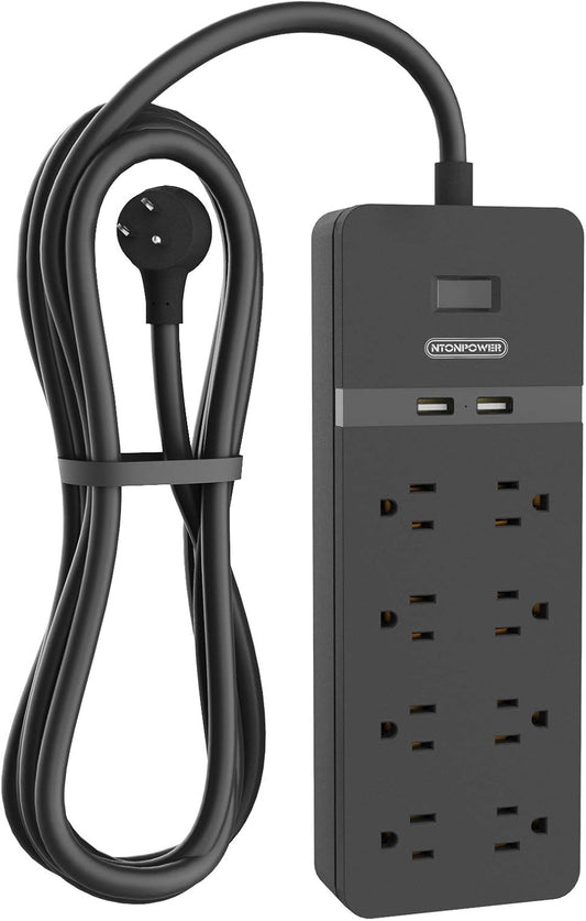 NTONPOWER Surge Protector Power Strip - Space-Saving 8 Outlets + USB Ports