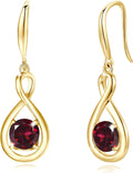 Infinity Birthstone Dangle Earrings - Sterling Silver Garnet