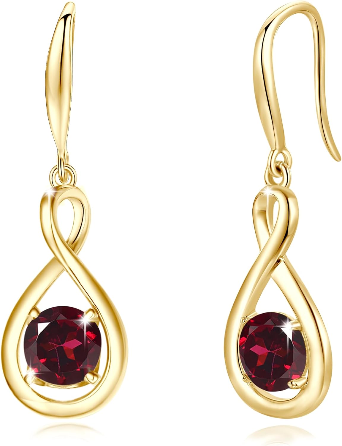Dangle Drop Earrings in 925 Sterling Silver with Birthstone