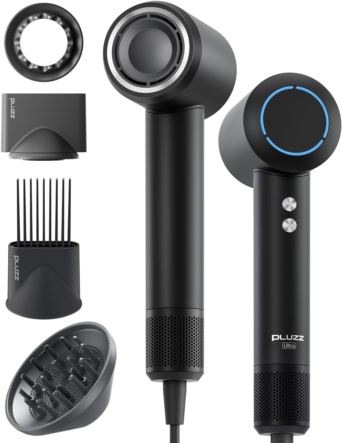 PLUZZ Hair Dryer with Comb & Diffuser for Curly Hair Lovers