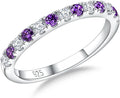 Birthstone Rings Eternity Band - Slim Amethyst Half Eternity Ring