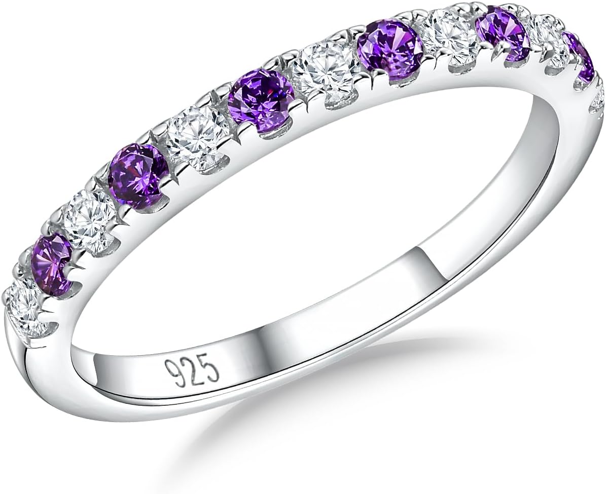 Birthstone Rings Eternity Band in 925 Sterling Silver for Women