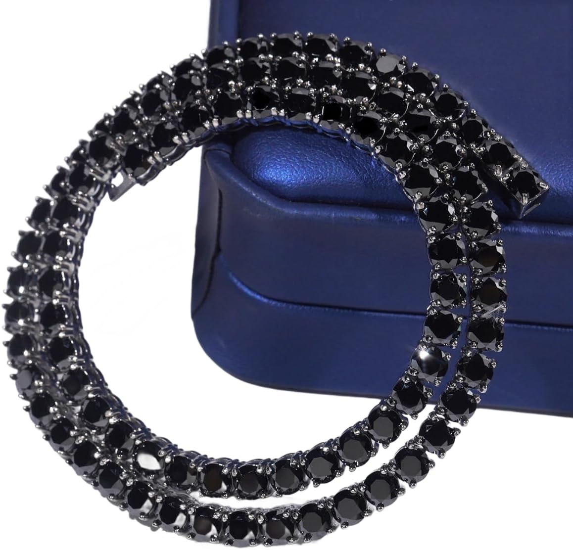 Black Moissanite Tennis Chain Necklace for Men and Women