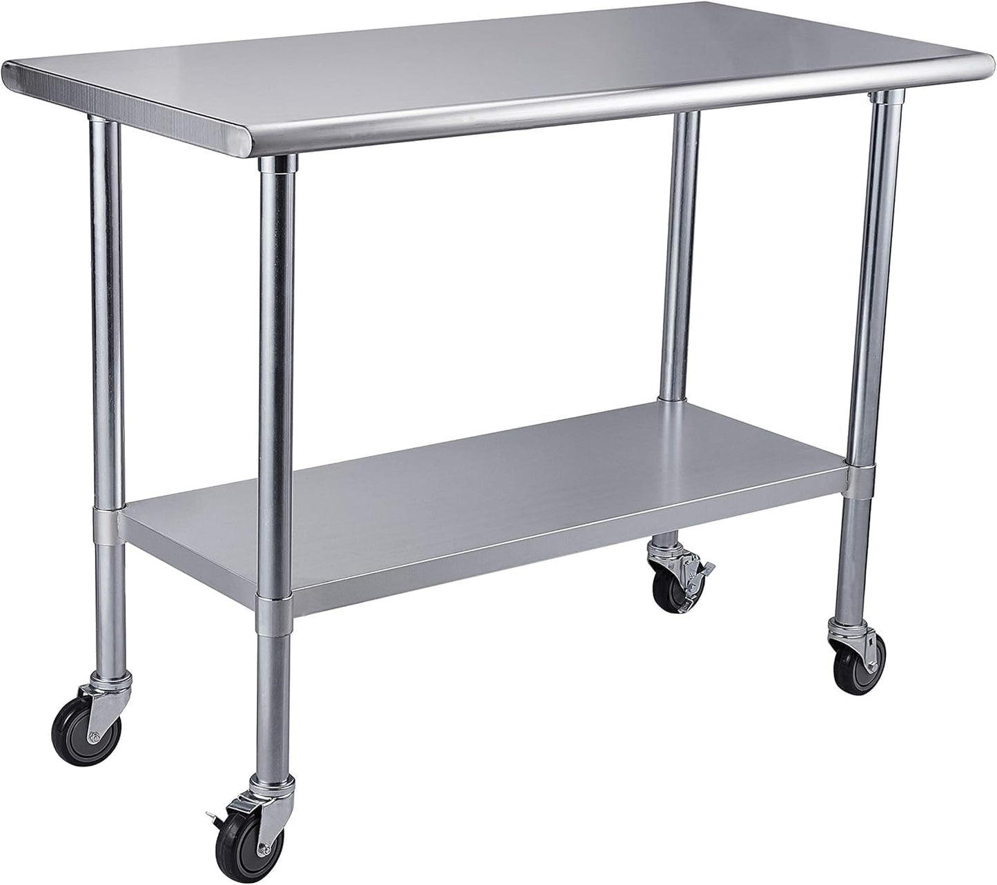 ROCKPOINT Stainless Steel Table with Caster Wheels for Work