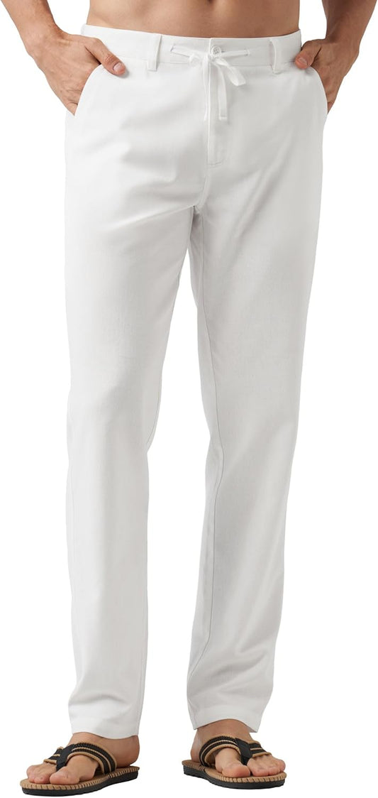 Willit Men's Linen Pants for Casual Beach and Summer Wear