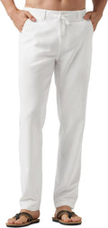 Men's Linen Drawstring Pants 29-32in - Lightweight Beach to Dress