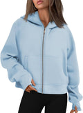 Womens Zip Up Hoodies Fleece Jacket - Oversized Crop Sweatshirt