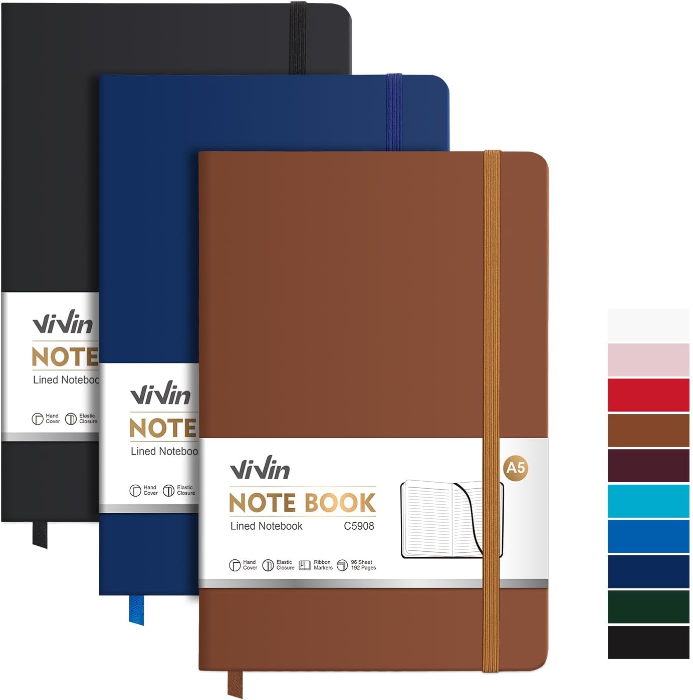 ViVin 3-Pack Journal Notebooks - Premium Quality!