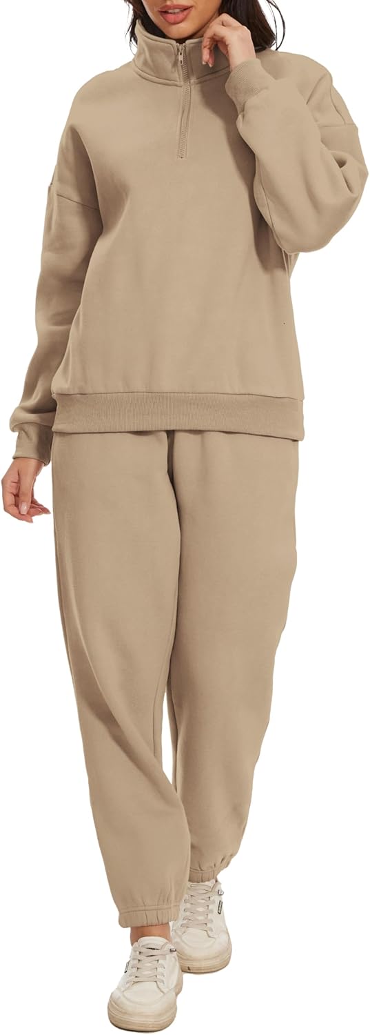 Women Oversized Long Sleeve Sweatsuit with Pockets for Comfort