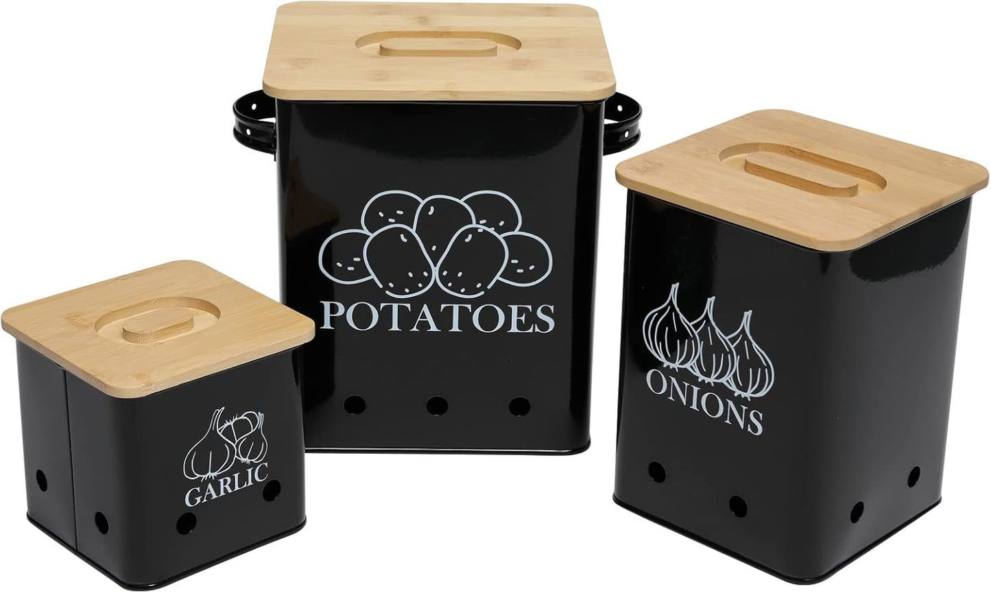 Kitchen Canisters Set for Potato, Onion & Garlic Storage