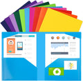Plastic 4-Pocket Folders 100 Pack - Heavy Duty Letter Size