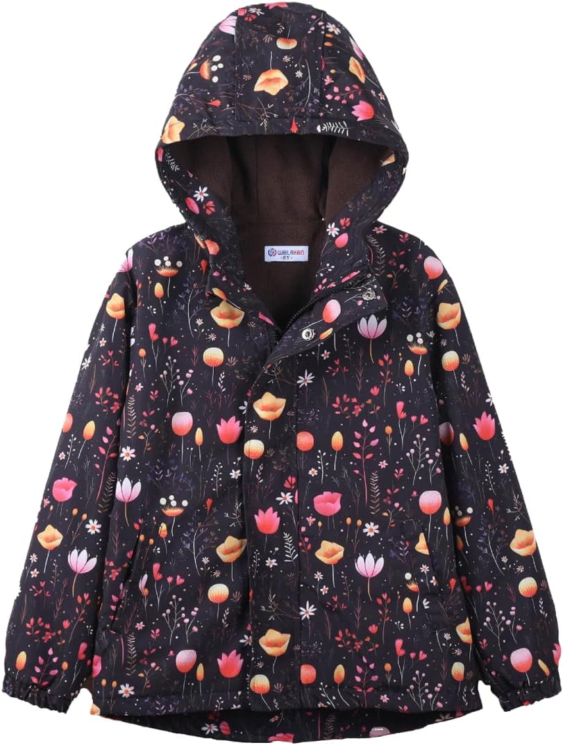 WELAKEN Fleece Lined Jackets for Kids - Water-Resistant Rain Coats