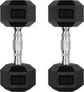 RitFit 5-300LBS Rubber Encased Hex Dumbbell Sets with Optional Rack
