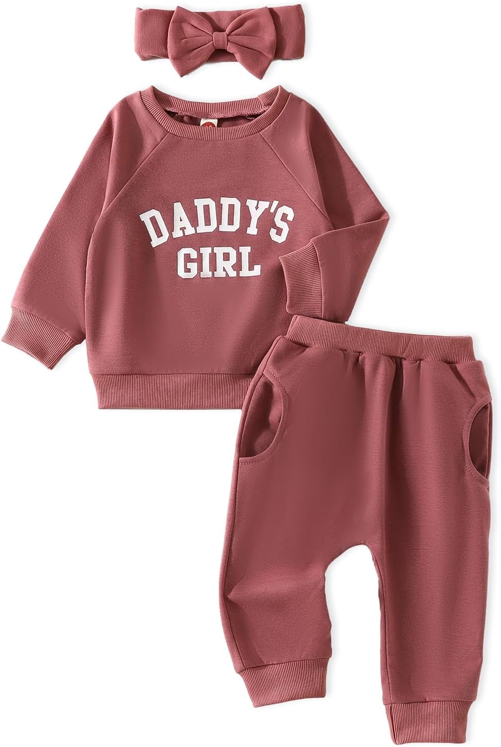 Cozy Infant Girl Outfit Set: Sweatshirt, Pants, Headband