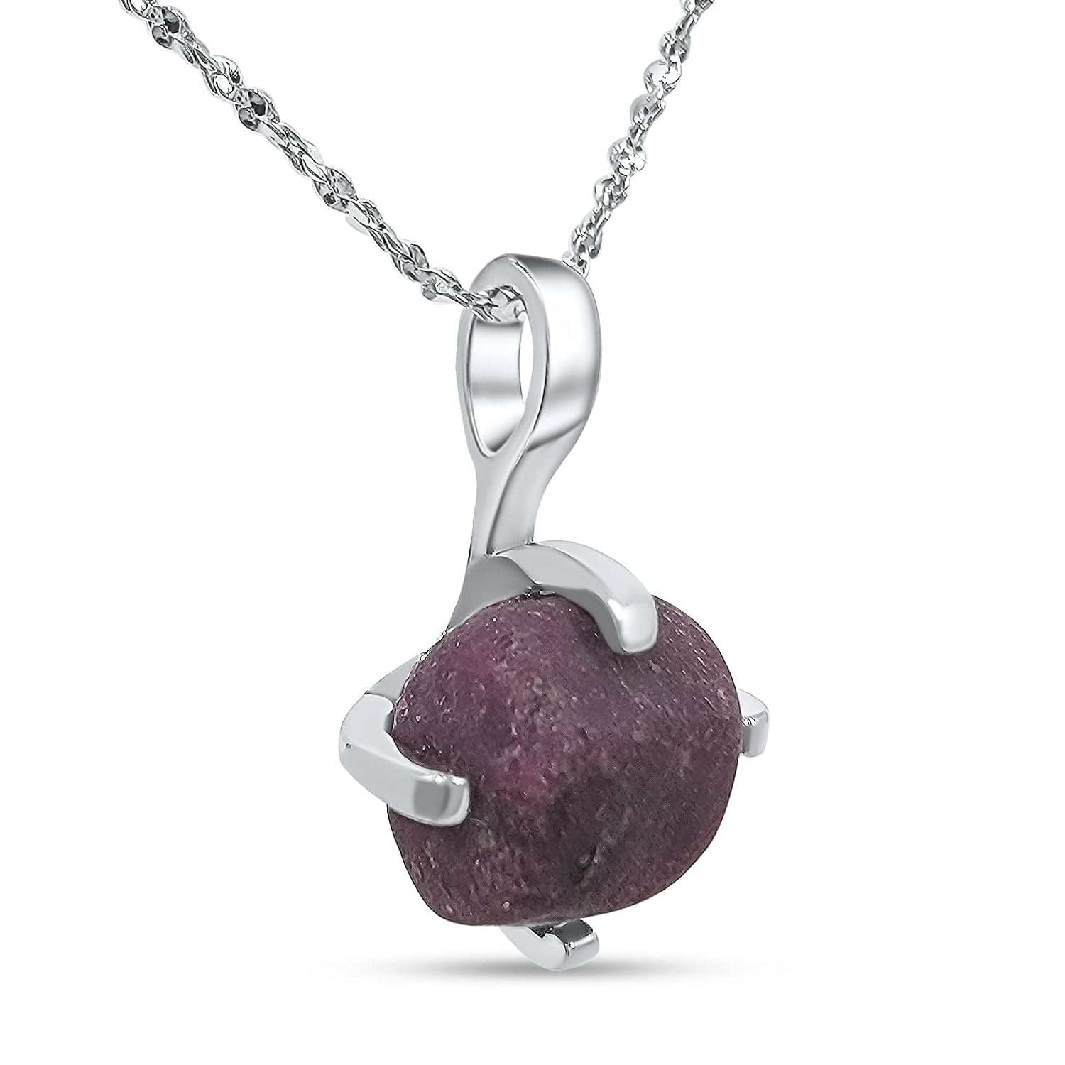Natural Raw Ruby Gemstone Pendant Chain Necklace for Her
