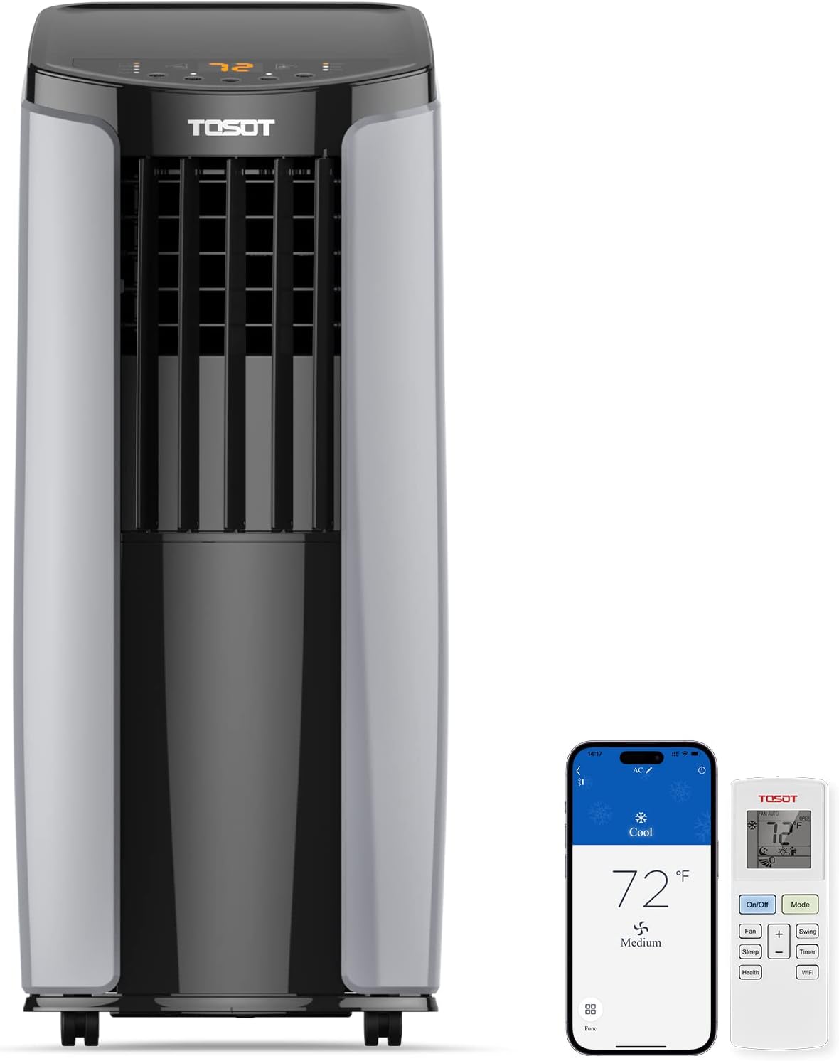 TOSOT 9,700BTU Portable AC: Smart Wifi Control, Dehumidifier & Fan
