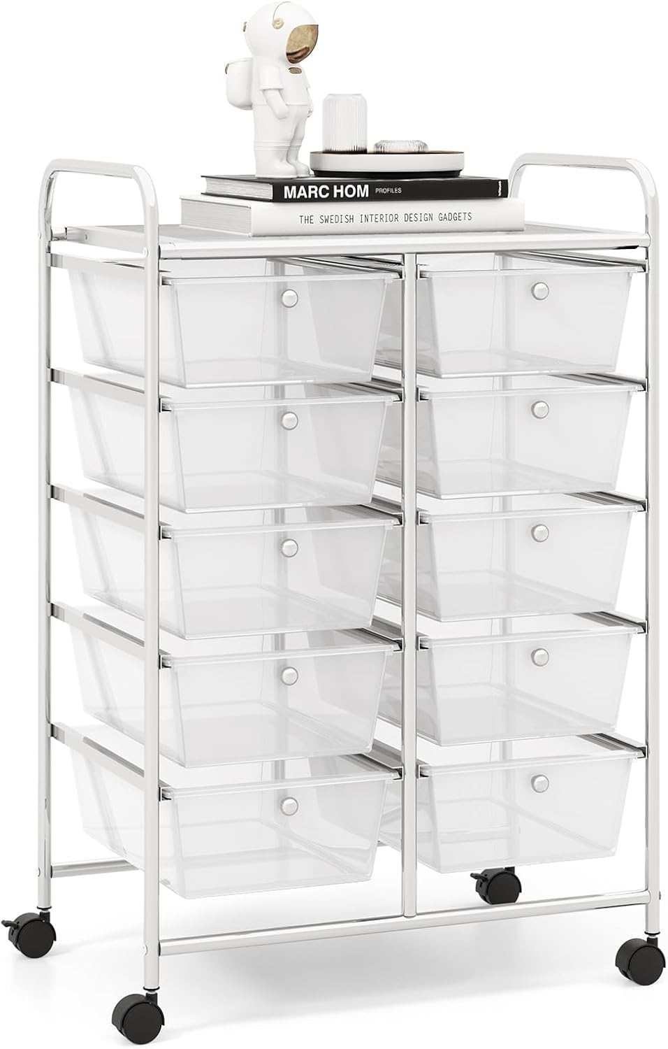 RELAX4LIFE Rolling Storage Cart with 10 Drawers for Organizing