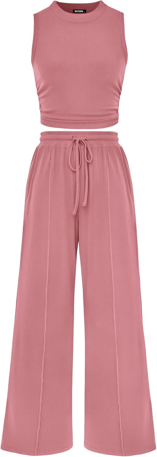 BTFBM Women Summer 2 Piece Outfits for Beach and Lounge Wear