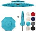 9ft Outdoor Patio Umbrella 2-Tier Table Umbrella - UV Shield
