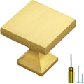 Square Brushed Brass Cabinet Knobs 20 Pack - Durable Kitchen Hardware