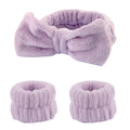Skincare Headbands and Wristbands Set for Women - Practical Purple Spa