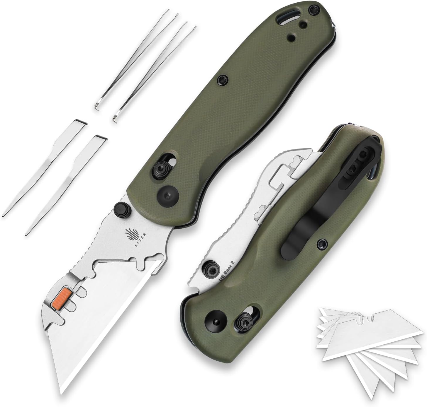 Kizer Uti Bear Folding Utility Knife with Quick Change Blades