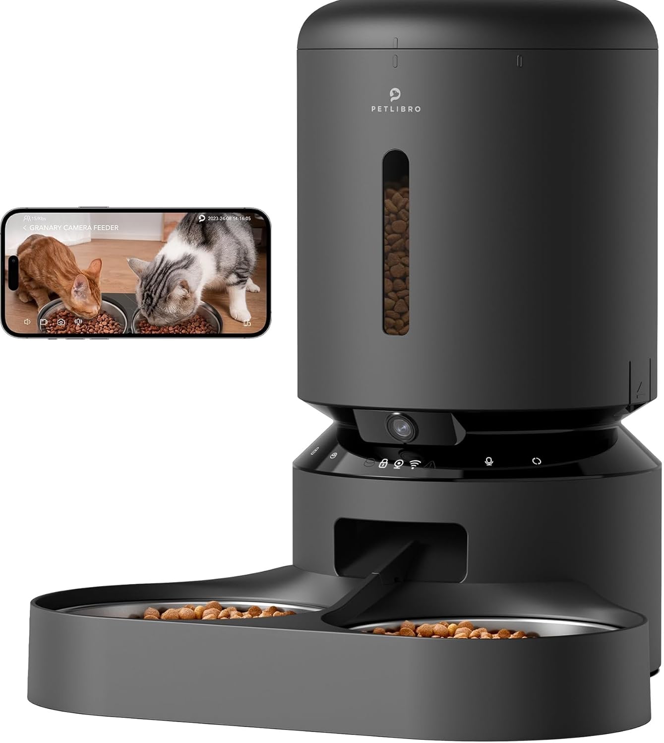 Smart Dual-Cat Cam Feeder, 1080P Video, Night Vision