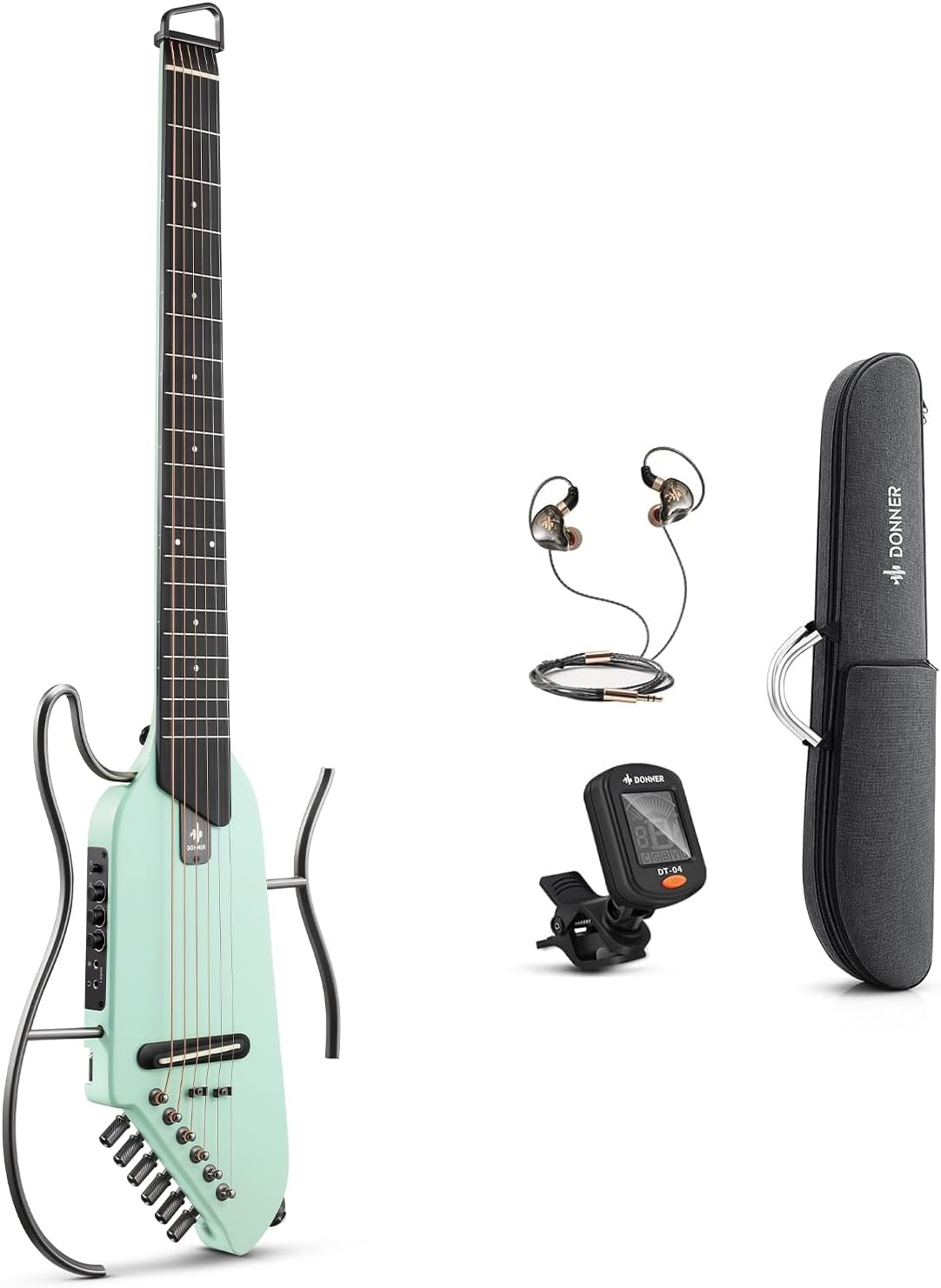 Donner HUSH-I Guitar for Travel - Ultra-Light Acoustic-Electric