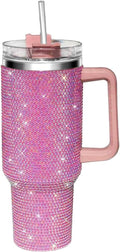 40oz Glitter Rhinestone Tumbler with Handle - Insulated Bling Cup