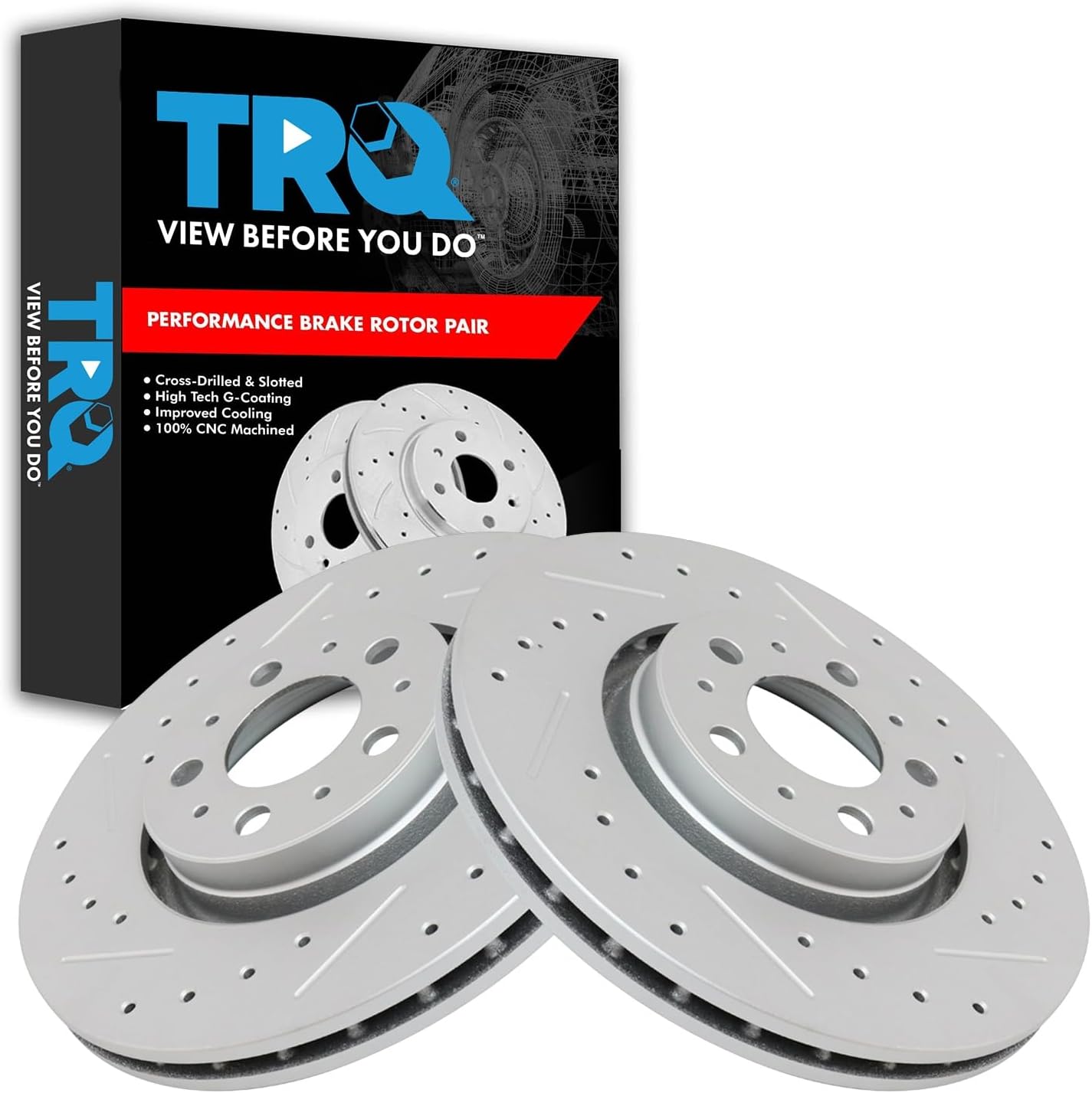 TRQ Front Performance Brake Rotors Set for Volvo XC90 2003-2013