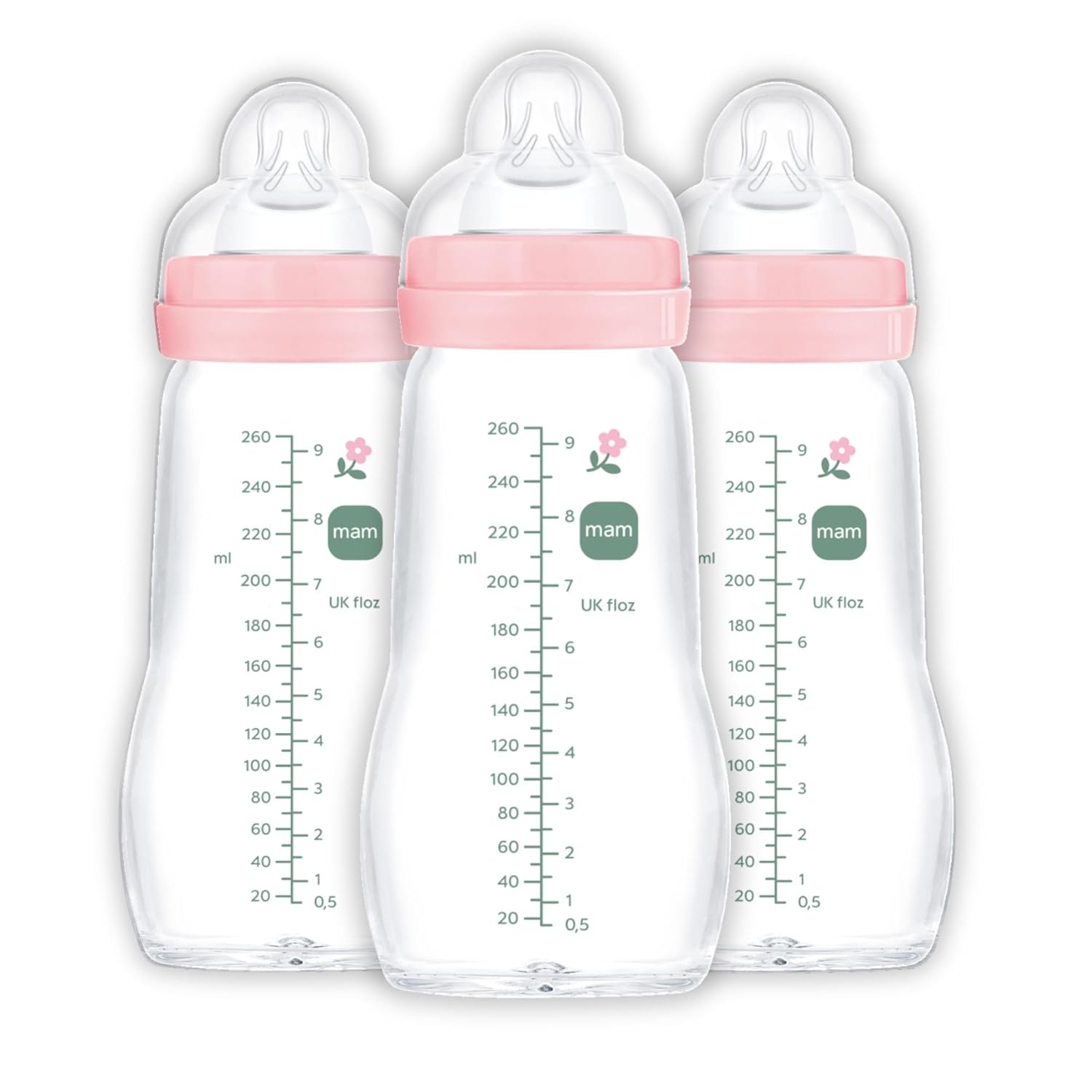 MAM Premium Glass Baby Bottles for Easy Breast to Bottle Switch