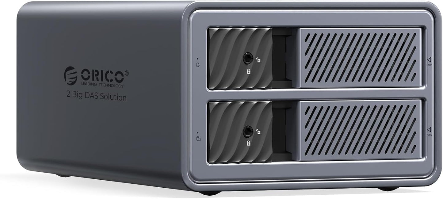 ORICO Tray-Less 2-Bay RAID Enclosure - Up to 44TB Backup