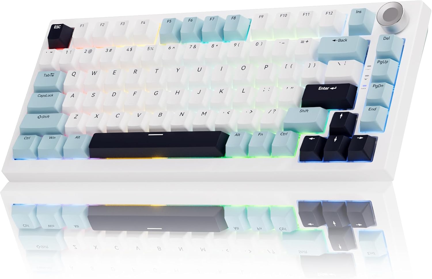 Wireless Mechanical Keyboard with RGB Backlit and Knob