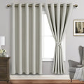 JIUZHEN Silver Grey Blackout Curtains with Tiebacks - Thermal, Noise