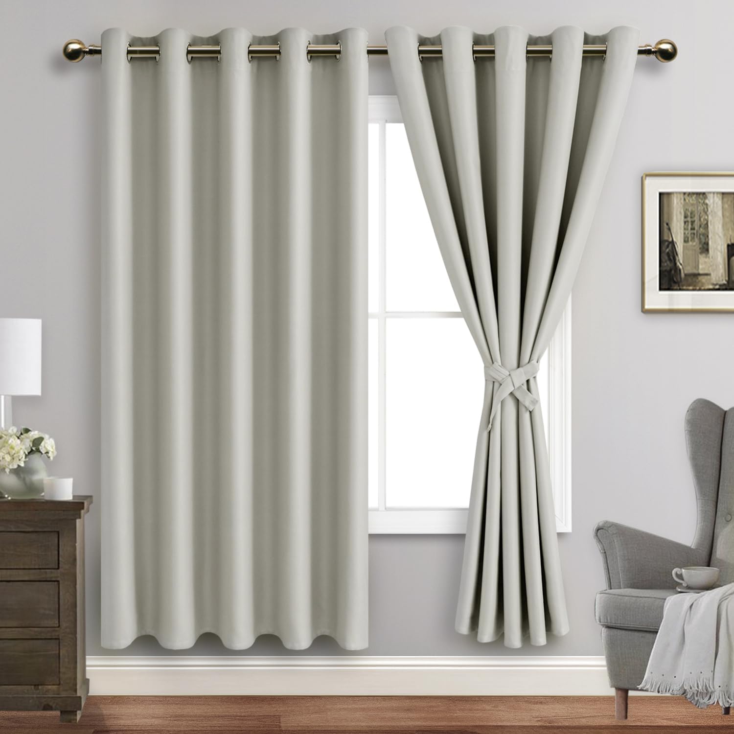 JIUZHEN Silver Grey Blackout Curtains for Living Room, 60 x 72 in