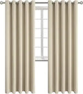 Room Darkening Curtains 84 in Long Beige - Thermal Insulated Panels