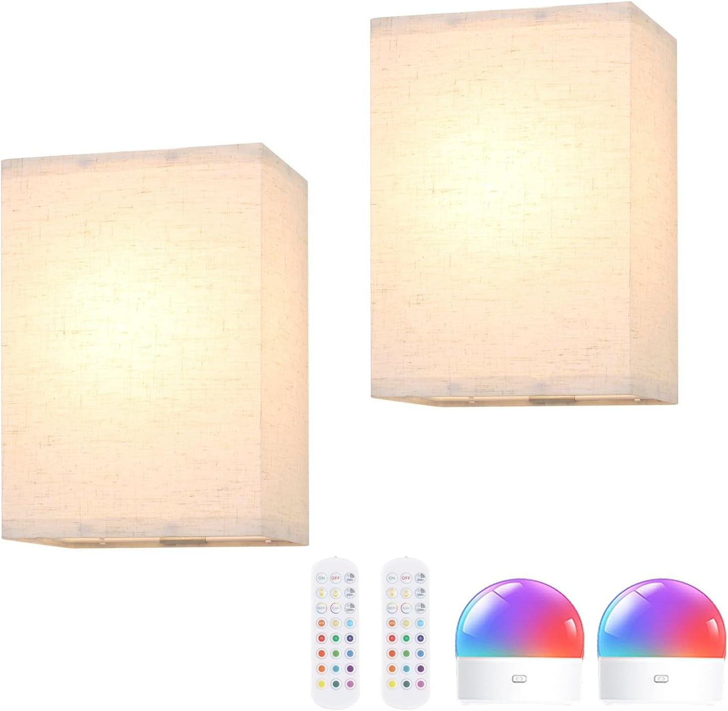 Adhesive Battery Operated Wall Sconce Set of 2 for Home Decor