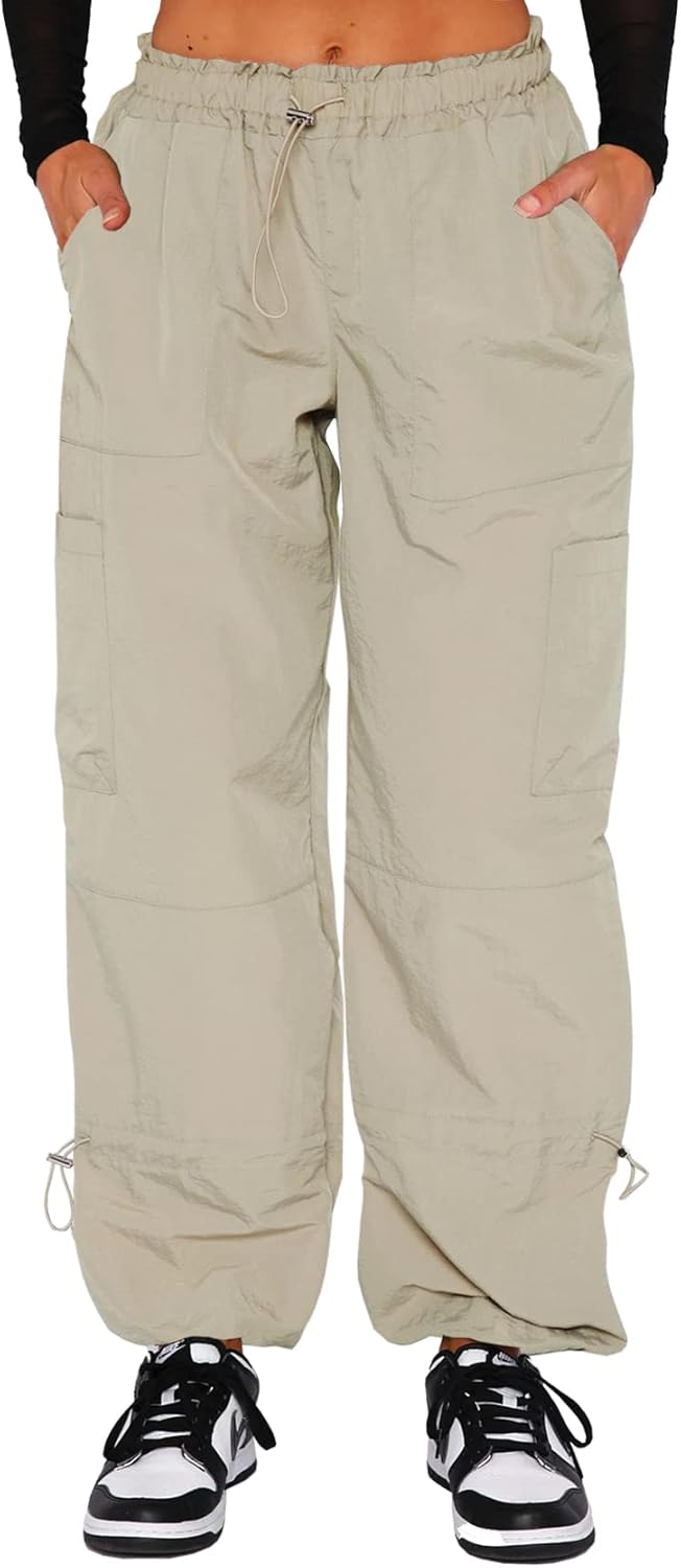 Cargo Pants for Women with Drawstring and Multiple Pockets